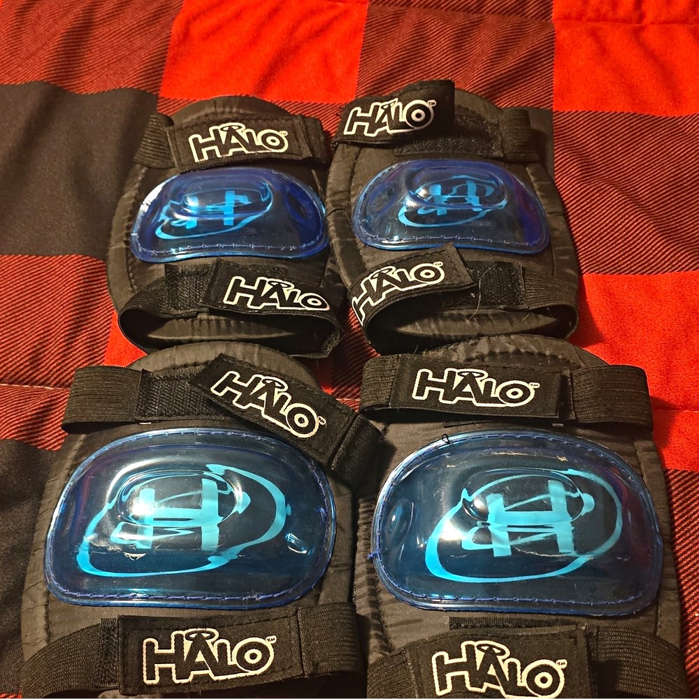 HALO Protective Pad Set with Blue Caps - Knee Elbow Wrist Guards